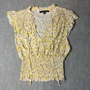 Floral Yellow and White Blouse